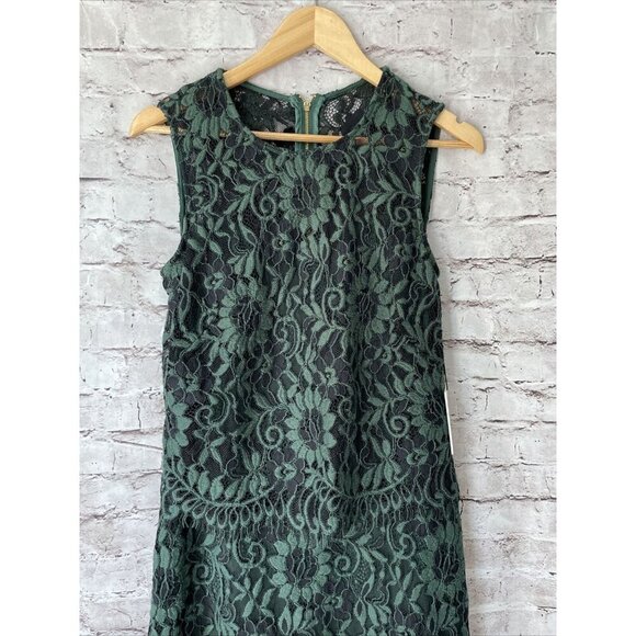 Calvin Klein Green Lace Popover Sheath Holiday Cocktail Formal Party Dress 6 - Picture 2 of 6